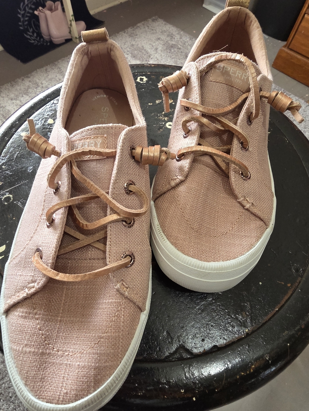Sperry Women's Blush Canvas Lace-Up Sneakers (with leather)